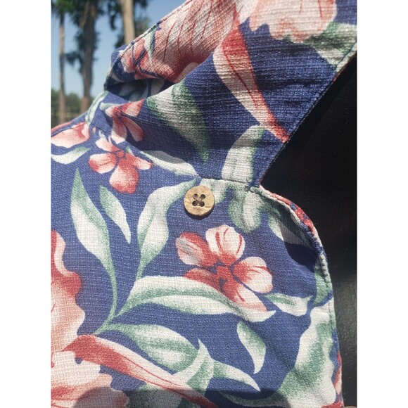 Banana Cabana 100% SILK Mens XXL 2XL Hawaiian Short Sleeve Button Up Shirt Blue - Picture 5 of 14